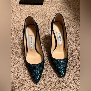 Jimmy Choo Green Glitter Heels